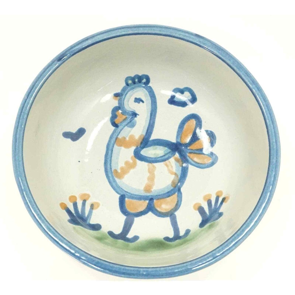 M A Hadley Stoneware Pottery CHICKEN Cereal / Soup Bowl 5.5" Diameter 2" Tall